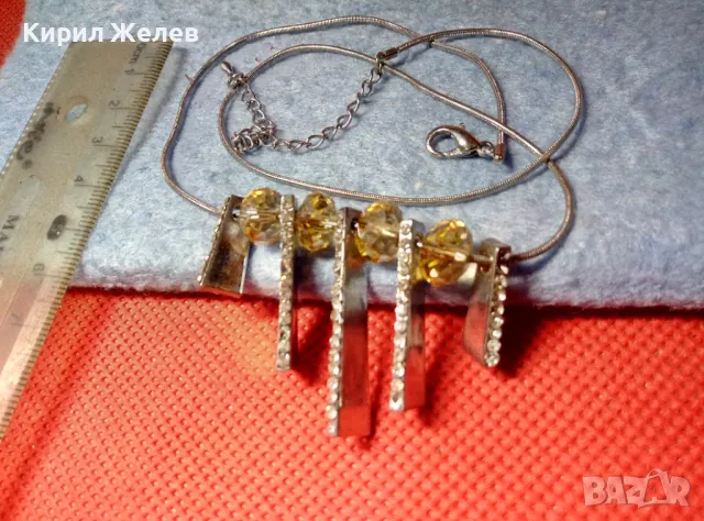 СТИЛНО ПОСРЕБРЕНО АРТ КОЛИЕ ОГЪРЛИЦА с ФАСЕТИРАНИ КРИСТАЛИ 18136, снимка 4 - Колиета, медальони, синджири - 47316694