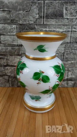 Стъклена ваза с ръчно рисувани рози, снимка 2 - Вази - 50168690