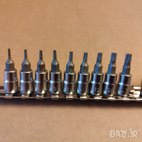 BRITOOL ENGLAND 13броя 1/4 и 3/8 качествени вложки торкс звезди T6-T55 , снимка 7 - Други инструменти - 52985116
