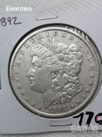Rare ONE MORGAN DOLLAR 1892 Philadelphia Mint , снимка 3 - Нумизматика и бонистика - 26526782