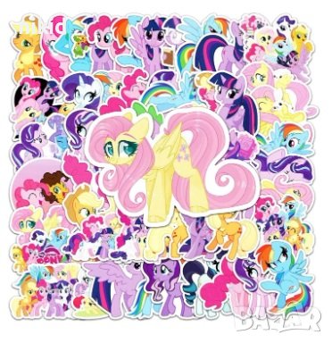 50 бр Малкото Пони My Little Pony самозалепващи лепенки стикери за украса декор картонена торта, снимка 1 - Други - 43992181