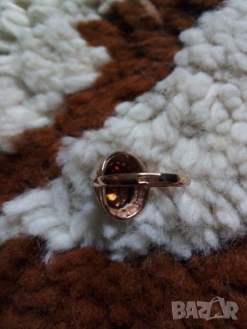 Съветски златен ажурен пръстен с естествен  гранат, снимка 5 - Пръстени - 40341636