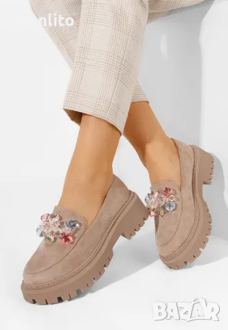 Дамски мокасини номер 40 цвят каки, снимка 3 - Дамски елегантни обувки - 48265655