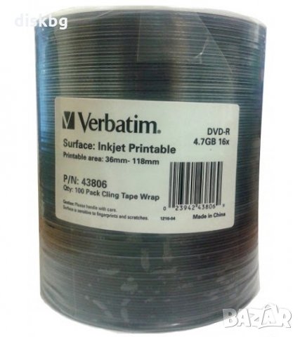 DVD-R Verbatim 4.7GB, Printable area: 36mm - 118mm - празни дискове 