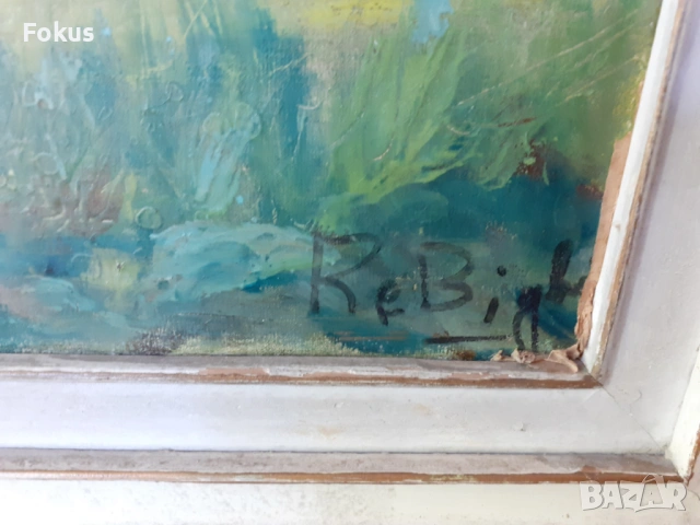 ОГРОМНА СТАРА КАРТИНА МАСЛО НА ПЛАТНО ПОДПИС РАМКА, снимка 4 - Антикварни и старинни предмети - 53517172
