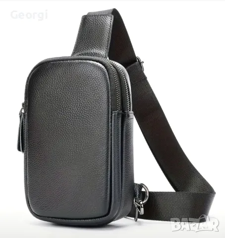 Компактна и Удобна лятна дисплей чантичка /Черна естествена кожа!, снимка 9 - Чанти - 49295877