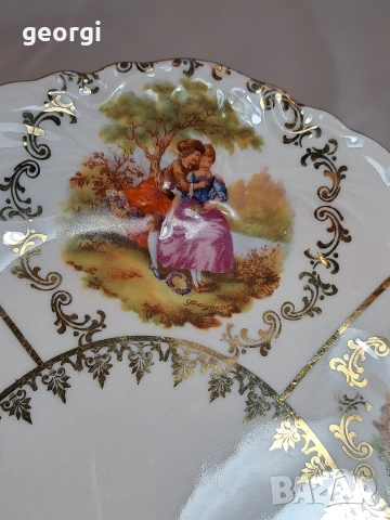 немско порцеланово елипсовидно плато с позлата Ромео и Жулиета М1, снимка 9 - Сервизи - 52983182