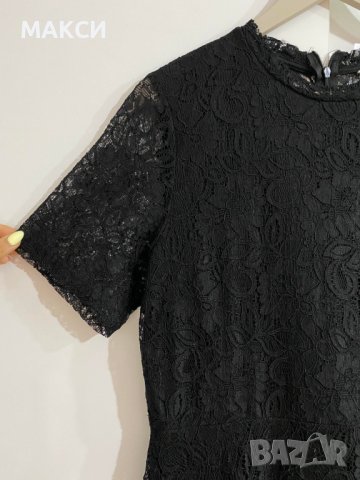 Черна елегантна еластична дантелена рокля с фина подплата , снимка 2 - Рокли - 37341208