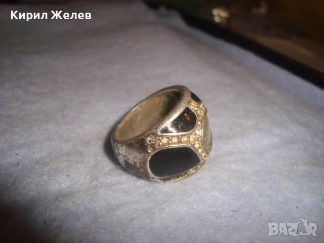 СТАР ПОСРЕБРЕН ЕМАЙЛИРАН АРТ ПРЪСТЕН с КРИСТАЛИ 14947, снимка 7 - Пръстени - 37496878