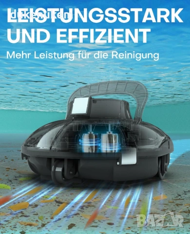 Безжичен робот за почистване на басейн, акумулаторен, двоен филтър, снимка 2 - Басейни и аксесоари - 53372615