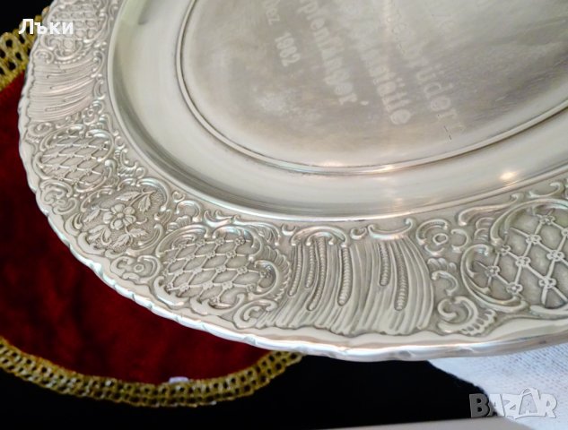 Чиния,плато,пано от калай BMF,барок. , снимка 3 - Антикварни и старинни предмети - 36814155