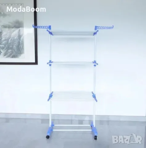 Сгъваем сушилник за дрехи на колелца – практична стойка за сушене на пране, снимка 7 - Други стоки за дома - 48504520