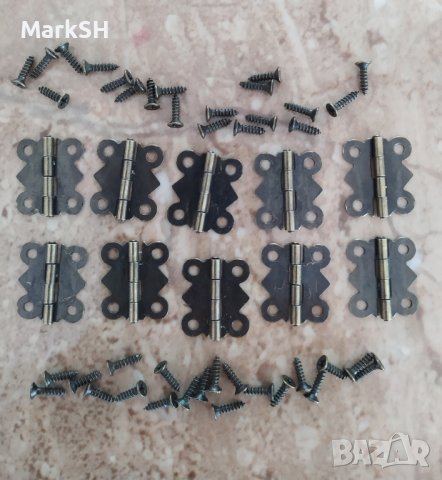 10x Панта + 40x Винтове за малка дървена кутия или врата, снимка 2 - Други инструменти - 40875476