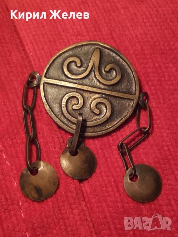 СТАРА БРОНЗОВА ПОМЕДНЕНА ЕТНОГРАФСКА БРОШКА НАКИТ ВЪЗРОЖДЕНСКИ СТИЛ 1503