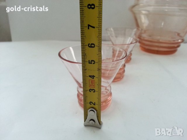 Ретро стъклен сервиз цветно стъкло , снимка 3 - Антикварни и старинни предмети - 33551416