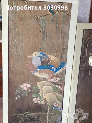 Параван сецесион, арт нуво, арт деко...около 100 годишен, снимка 6 - Декорация за дома - 48482644