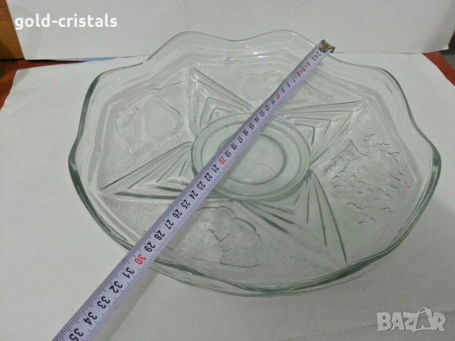 стар стъклен поднос фруктиера чиния плато ордьовър купа , снимка 3 - Антикварни и старинни предмети - 27163064
