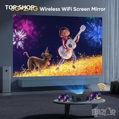 Проектор с Wifi и Bluetooth, Wielio GC05A 16000 lum с екран, снимка 12 - Плейъри, домашно кино, прожектори - 48648493