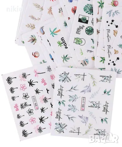 24 бр Палма палми хаваи тропически татос слайдер ваденки водни стикери за нокти маникюр, снимка 7 - Продукти за маникюр - 49876463