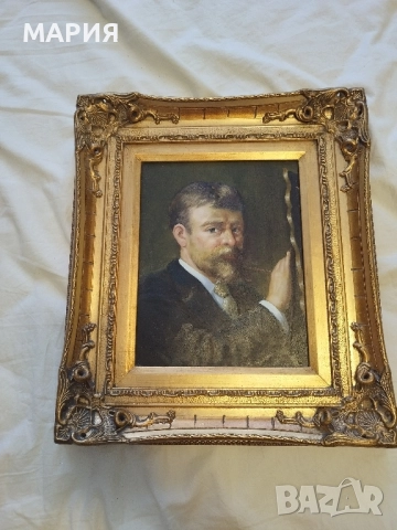 Страхотна картина портрет масло 19век , снимка 10 - Антикварни и старинни предмети - 51445860