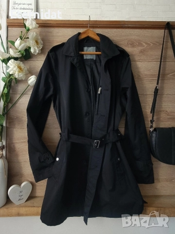 Черен тренч JILINBERG , снимка 9 - Палта, манта - 51863273