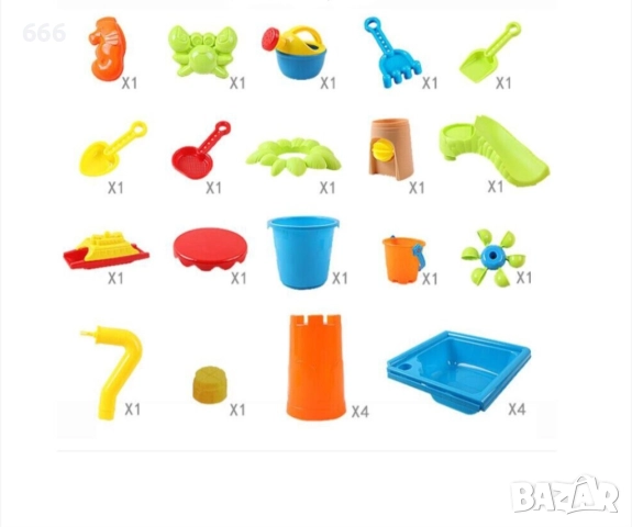 Маса за игра с пясък и вода с капак и аксесоари, многоцветна, снимка 6 - Други - 52579048