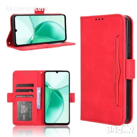 Кожен калъф Портфейл за ZTE Blade A35e- Магнитен клипс, Държач за карти и Стойка, вкл. Протектор, 5 , снимка 2 - Калъфи, кейсове - 52525267