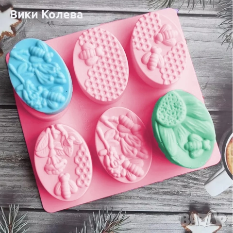 Силиконова форма за печене и изработка на сапун – пчели и пчелни пити, снимка 5 - Форми - 51751448