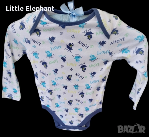 Боди с дълъг ръкав за 12-18 мес момченце"Little sailor,Ahoy",Англия/ново