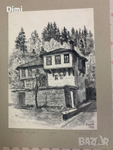 НИКОЛА ВЪЛЧЕВ (1897 - 1984) туш, снимка 3 - Картини - 52827421