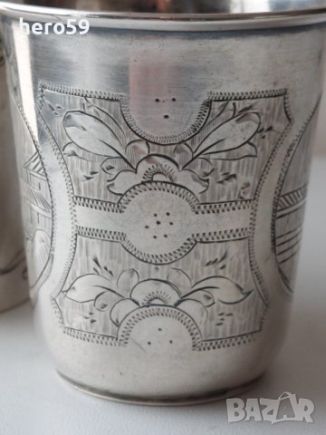 Сребърни чаши сребро 84 царска Русия , снимка 3 - Чаши - 43491107