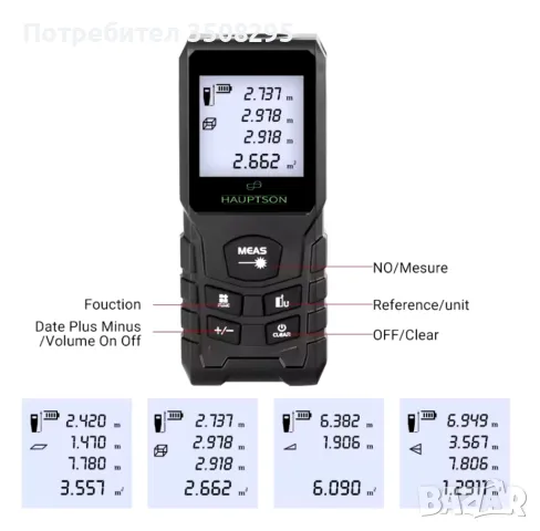 Високоточни лазерни далекомери 70м, площ, обем, питагор, снимка 3 - Измервателни инструменти - 47955723