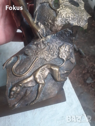 Страхотна бронзова пластика на воин фигура статуетка бронз, снимка 3 - Антикварни и старинни предмети - 53329743