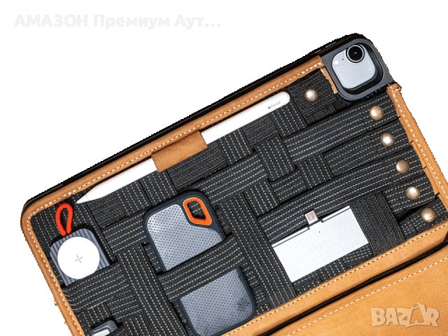 TinyRigs oriGrid Кейс/Органайзер за 12,9" iPad/плетена основа/Висококачествена кожена рамка, снимка 2 - Таблети - 43897457