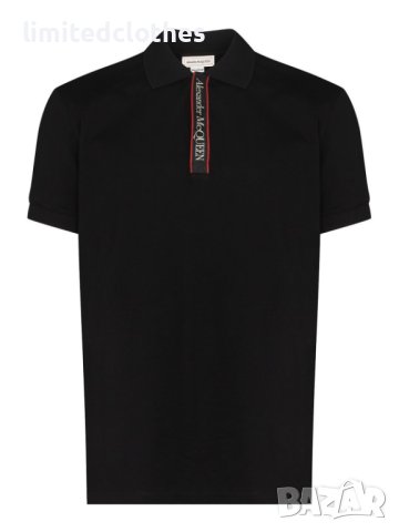 ALEXANDER McQUEEN Black Tape Logo Polo Мъжка Тениска с Яка size S и XXL, снимка 2 - Тениски - 40647778