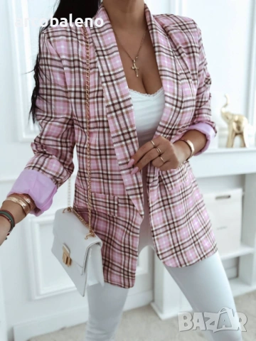 Дамско карирано сако, 3цвята , снимка 2 - Сака - 53527044