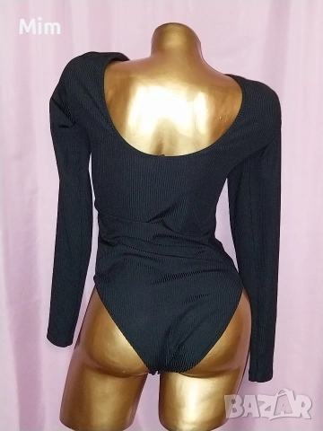 Н&М М Черно еластично боди с дантела , снимка 4 - Корсети, бюстиета, топове - 52787265