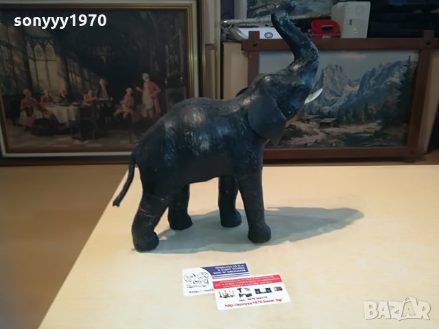 голям кожен слон-35х32х12см-внос швеицария, снимка 11 - Колекции - 28337821