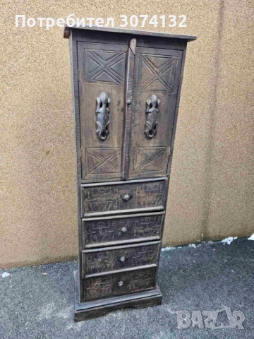 Азиатски антикварен шкаф с дърворезба, снимка 4 - Шкафове - 53155495