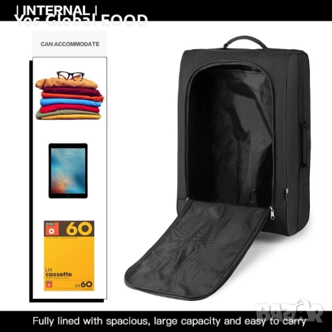 KONO лека ръчна куфарче на колелца 53x36x18 см черен, снимка 3 - Куфари - 52331746