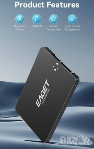 EAGET SSD 120GB SATAIII 6Gb/s 2.5" SATA R530/WR500 3D TLC Nand Flash NVME SMI TRIM NCQ S.M.A.R.T HDD, снимка 3 - Твърди дискове - 53507073
