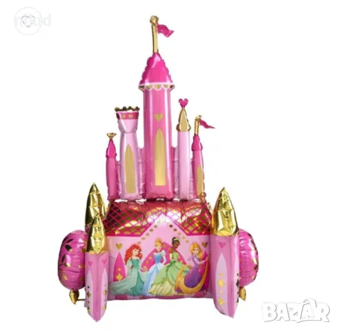 Голям замък с принцеси фолио фолиев балон хелий или въздух парти рожден ден, снимка 2 - Други - 48893767