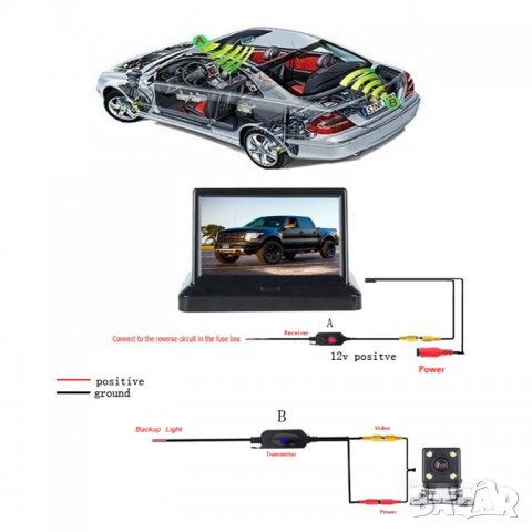 Безжична система за паркиране камера за заден ход, камера задно виждане за кола автомобил парктроник, снимка 8 - Аксесоари и консумативи - 35275515