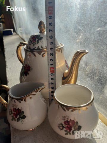 Английски порцелан сет за чай със дебела позлата, снимка 5 - Антикварни и старинни предмети - 43542449