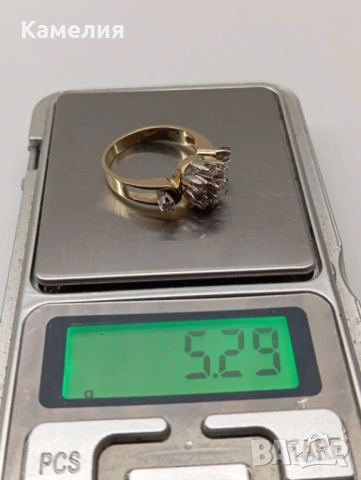 Златен пръстен с брилианти. , снимка 9 - Пръстени - 53532770