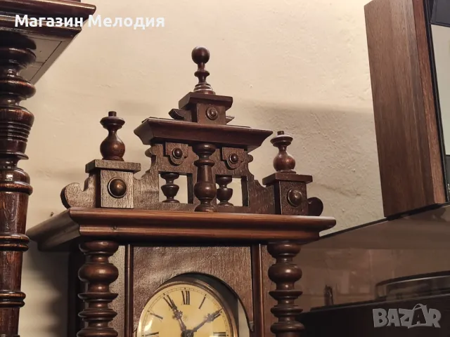 🕒 Немски стенен античен часовник Junghans на около 100г. Напълно автентичен. Профилактиран, готов з, снимка 4 - Стенни часовници - 50092630