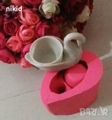 3D лебед силиконов молд форма свещ свещник гипс поставка декор, снимка 5 - Форми - 39956473