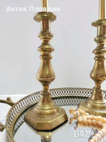 Месингови свещници комплект 2бр, снимка 4 - Декорация за дома - 53381360