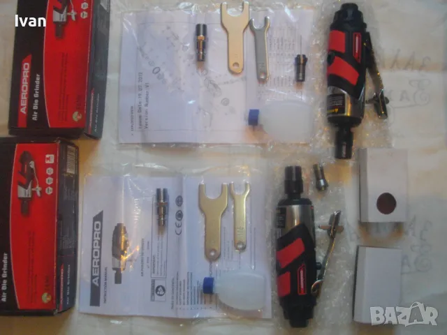 НОВ ПНЕВМАТИЧЕН ПРАВ ШЛАЙФ ВИСОКОСКОРОСТЕН 25000 об/мин AEROPRO Пълен комплект, снимка 5 - Други инструменти - 47874163