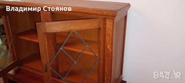 Дървен шкаф за книги + секция (дърворезба), снимка 10 - Шкафове - 50703468